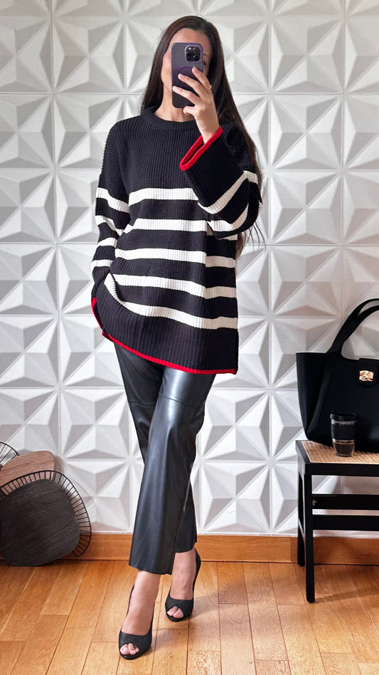 Pantalon style jogging à enfiler en imitation cuir - Noir