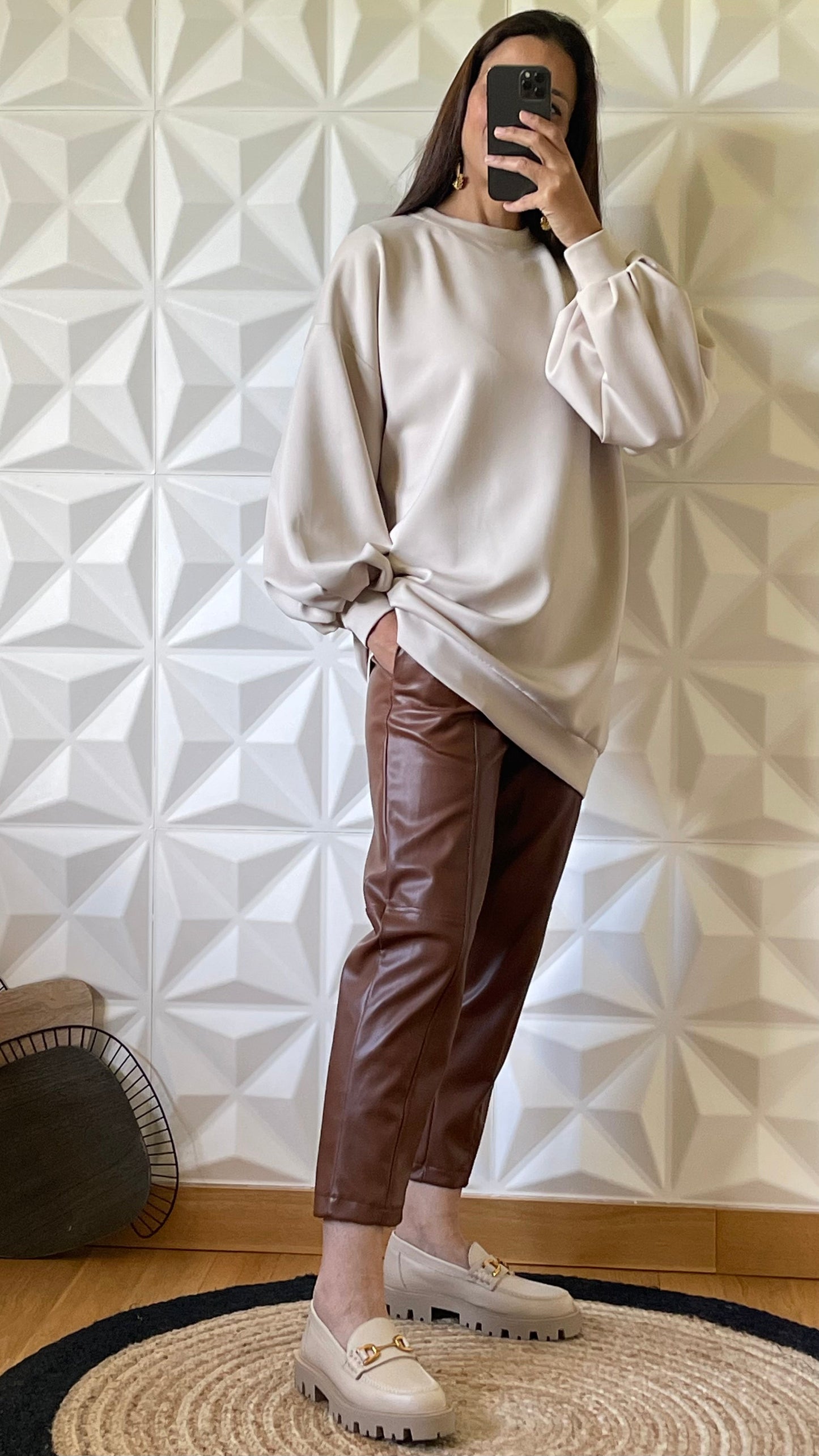 Sweat oversize à Manches ballon - Écru