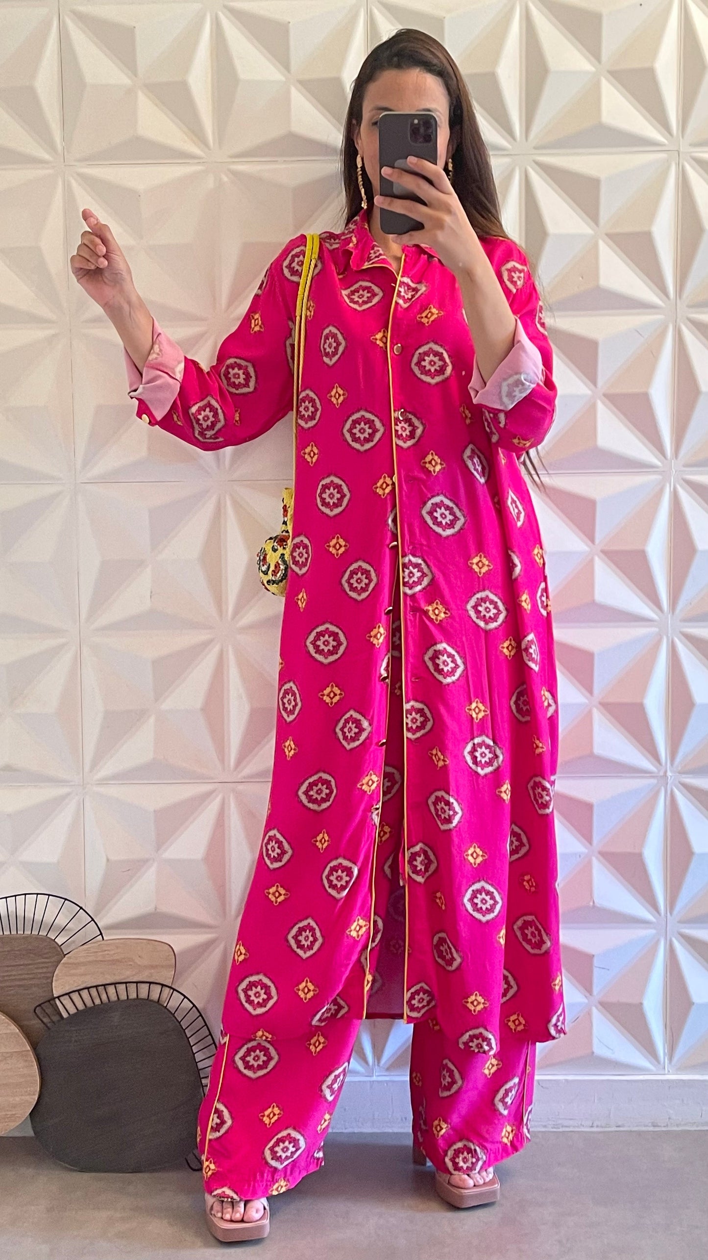 Oversized Pants and Shirt Set - Paisley Print