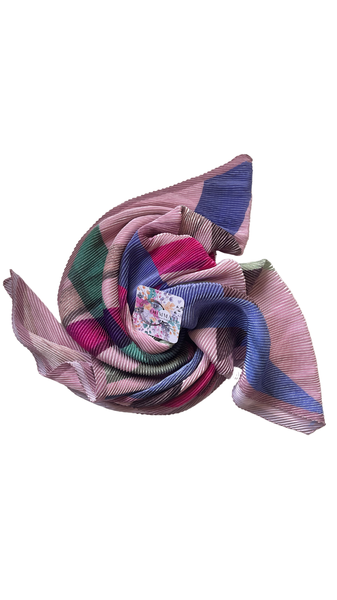 Swirl Print Pleated Scarf - Multicolor