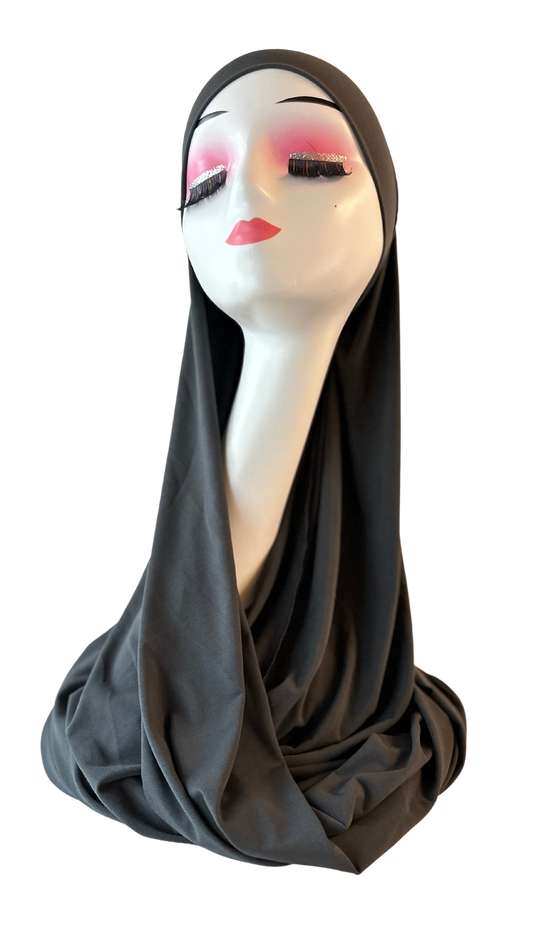 Hijab à nouer en jersey premium - Anthracite
