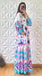 Ensemble robe bretelles et kimono à imprimer floral - Bleu