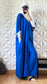Ensemble robe caftan fondue devant et pantalon large - Bleu de cobalt