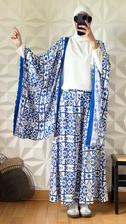 Ensemble Kimono et jupe culotte - Bleu