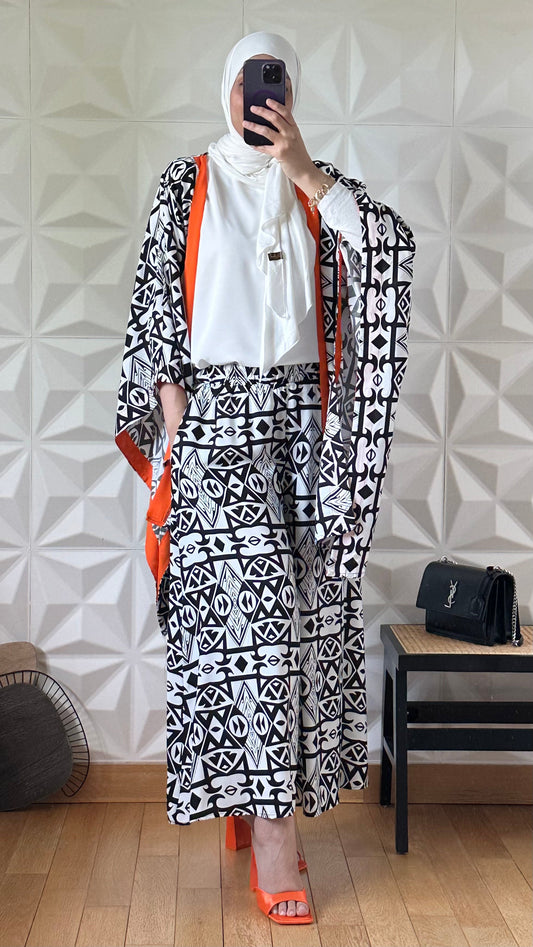 Ensemble Kimono et jupe culotte - Noir
