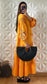 Robe babydoll à manches froncées avec broderies - Orange