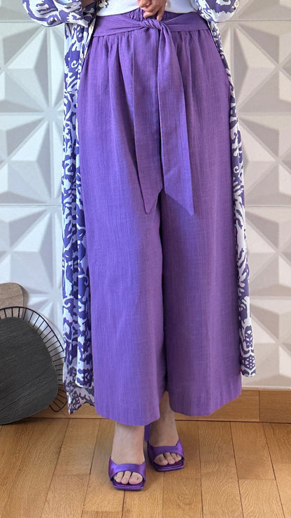 Jupe-culotte nouée à la taille - Violet