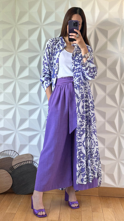 Jupe-culotte nouée à la taille - Violet