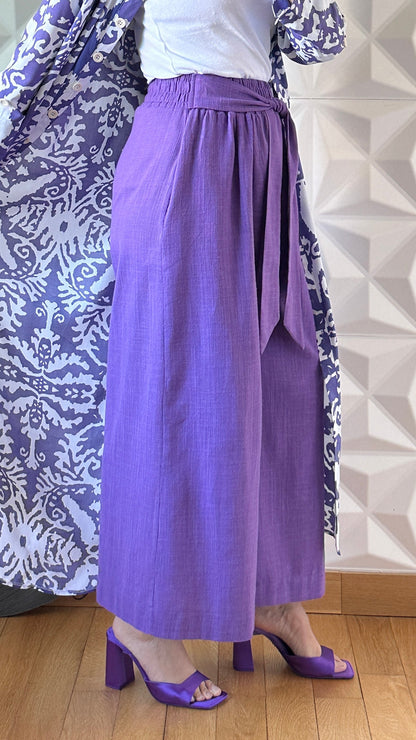 Jupe-culotte nouée à la taille - Violet