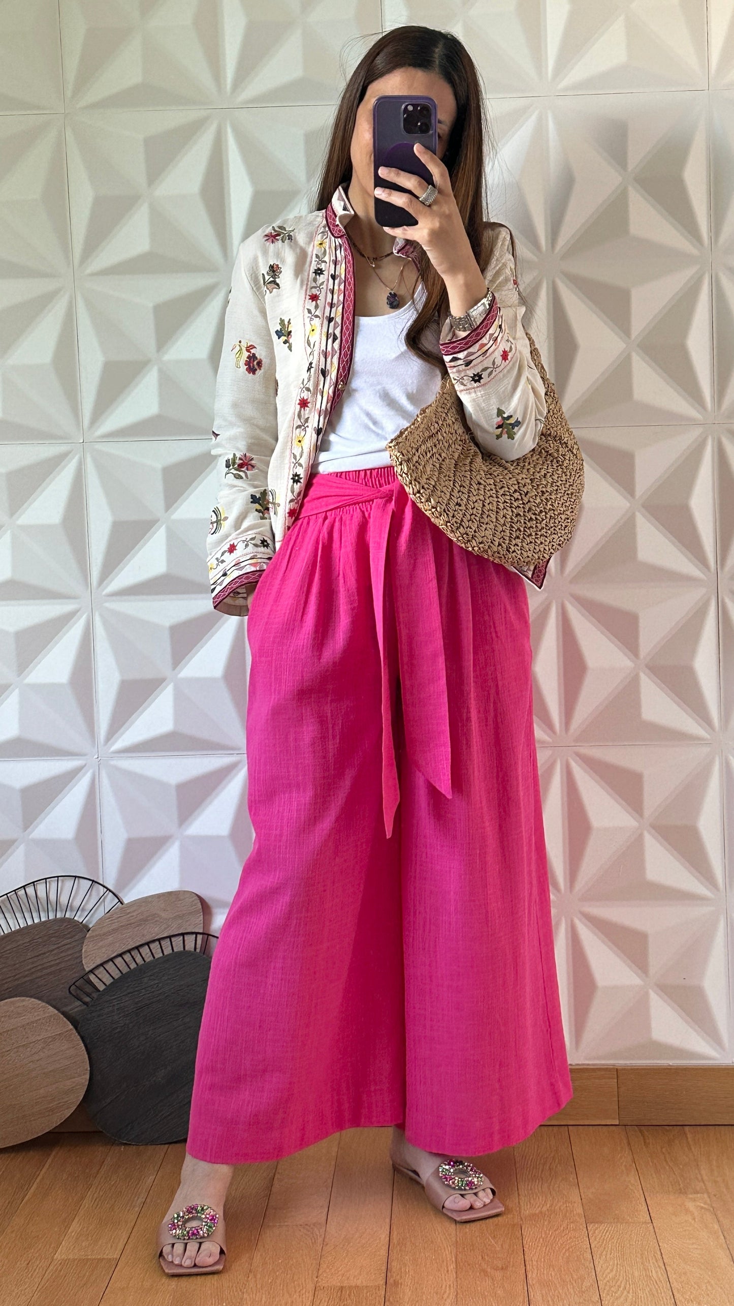 Jupe-culotte nouée à la taille - Rose