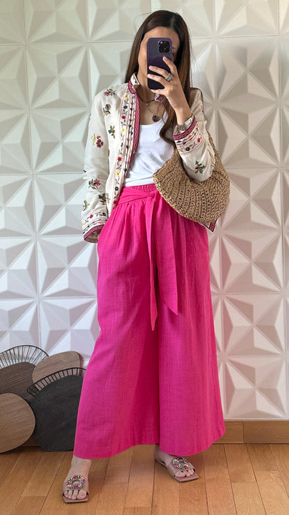 Jupe-culotte nouée à la taille - Rose