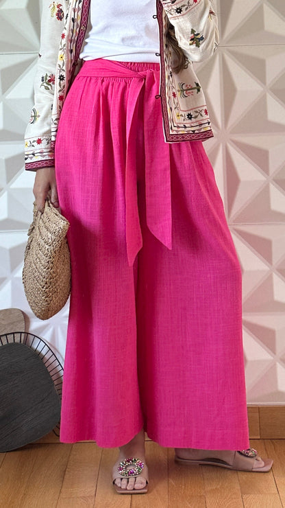Jupe-culotte nouée à la taille - Rose