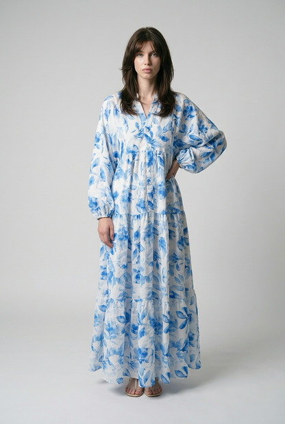 Robe babydoll à Imprimé fleurie avec manches bouffantes - Jaune fleuri