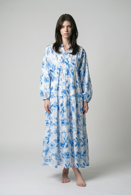 Robe babydoll à Imprimé fleurie avec manches bouffantes - Jaune fleuri