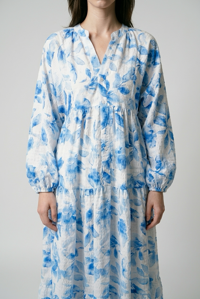 Robe babydoll à Imprimé fleurie avec manches bouffantes - Jaune fleuri