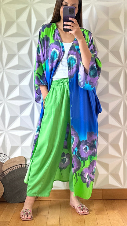 Pantalon décontracté coupe barrel - Vert