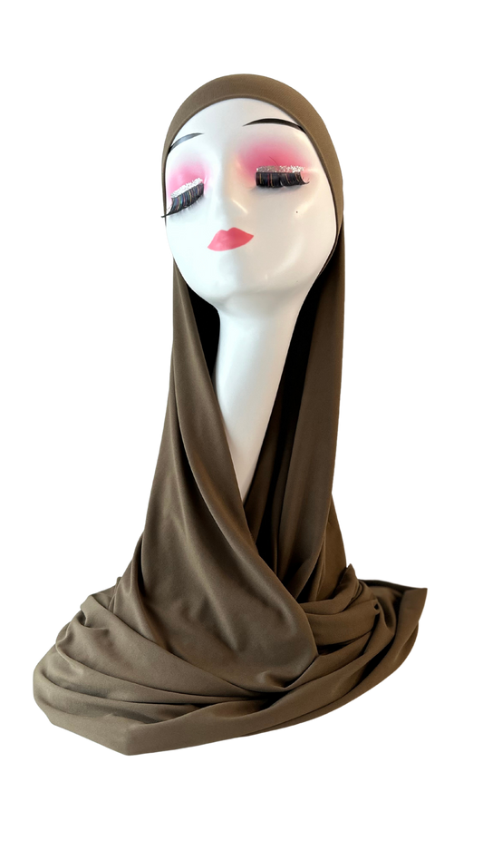 Hijab à nouer en jersey premium - Marron taupe