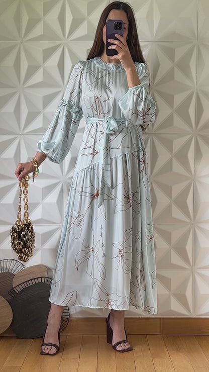 Floral Print Ruffle Babydoll Dress - Pink