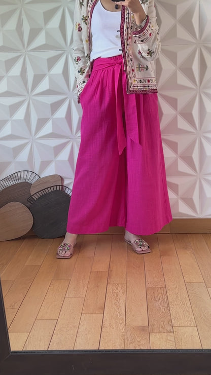 Jupe-culotte nouée à la taille - Rose