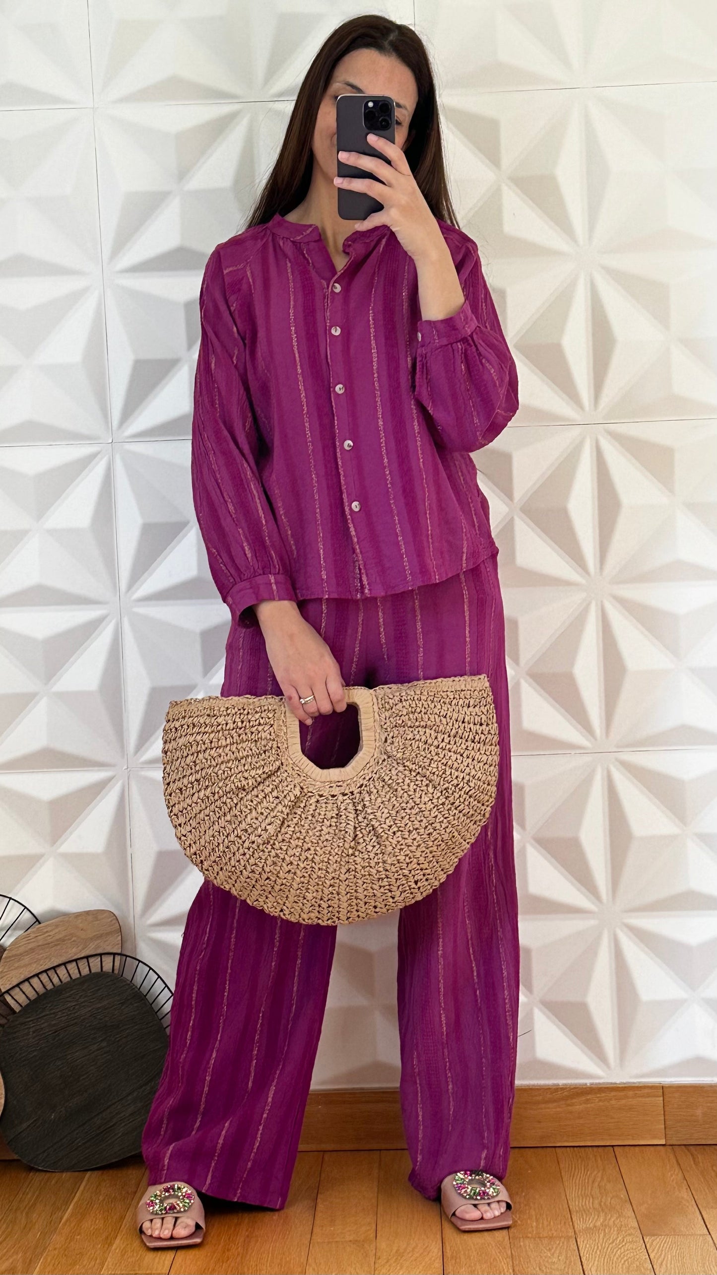 Ensemble de plage texturé - Rose