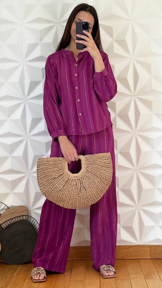 Ensemble de plage texturé - Rose