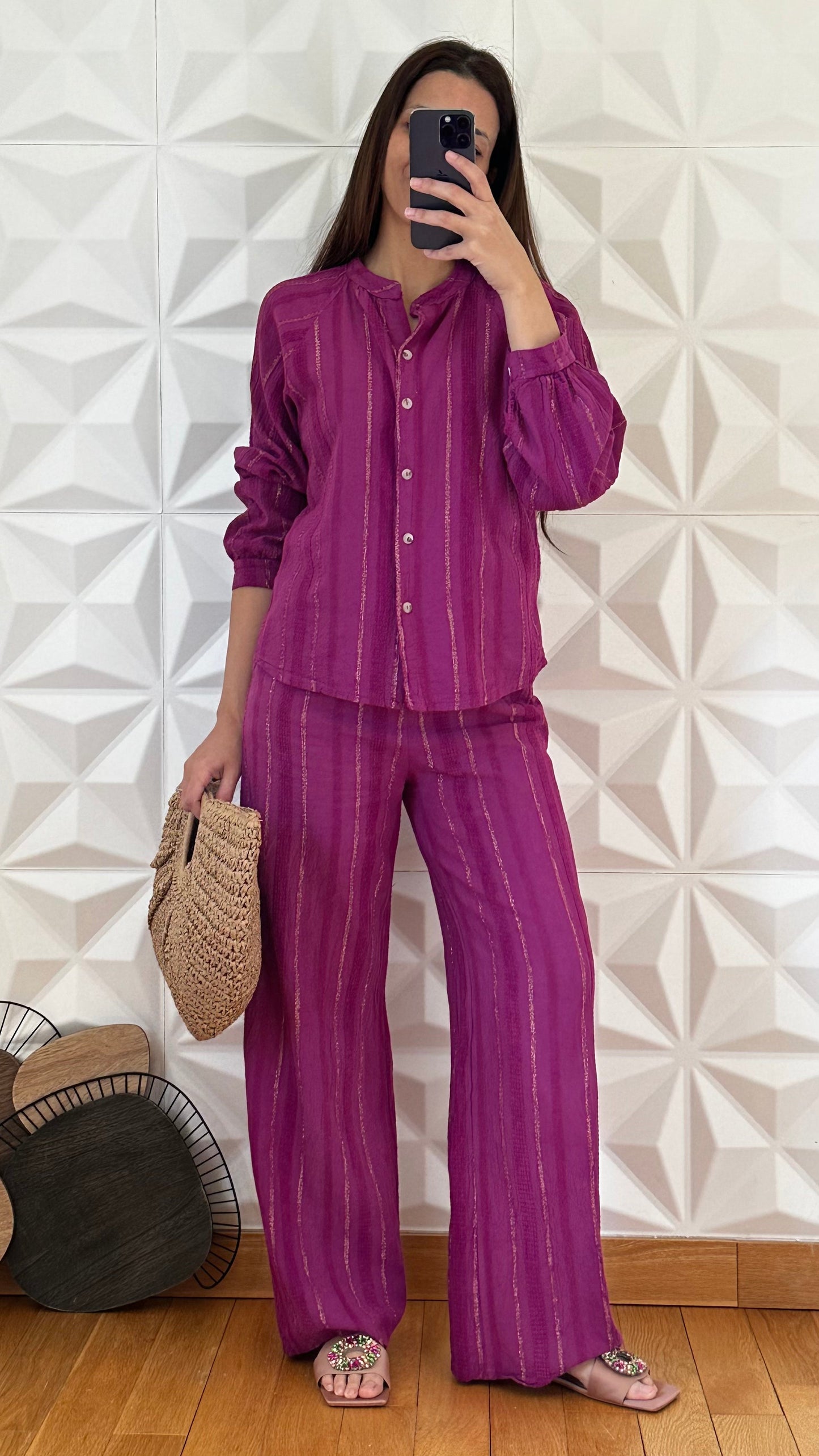 Ensemble de plage texturé - Rose