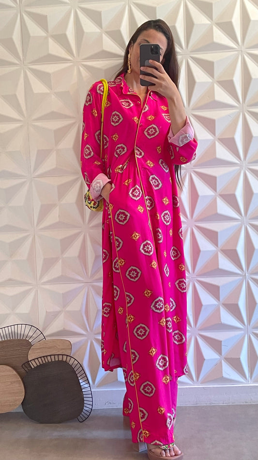 Oversized Pants and Shirt Set - Paisley Print