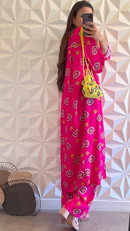 Oversized Pants and Shirt Set - Paisley Print