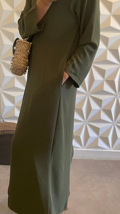 Combinaison confort à taille nouée - Kaki