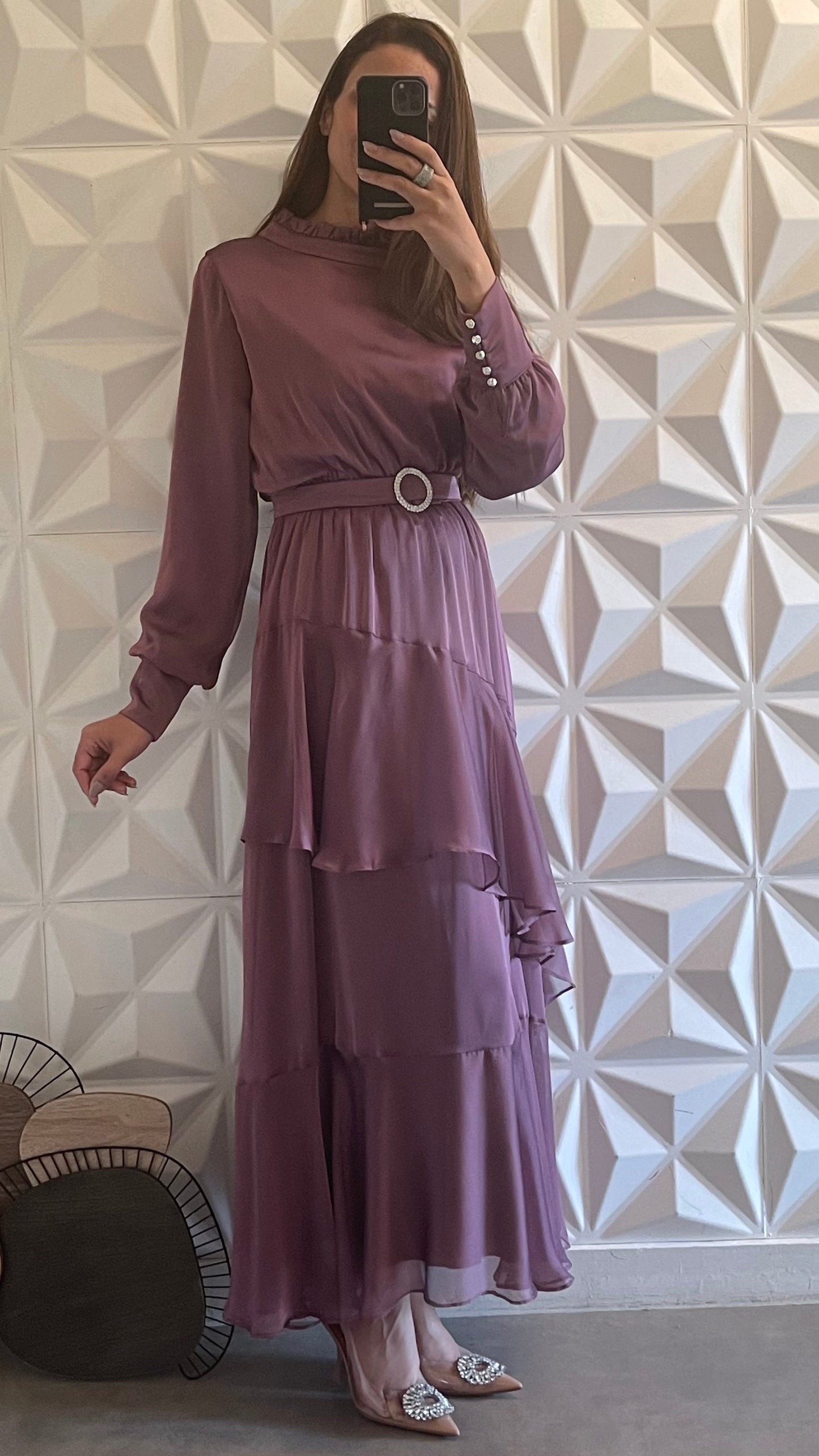 Vestido Isabel Con Volantes - Morado