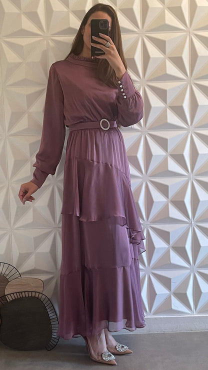 Vestido Isabel Con Volantes - Morado
