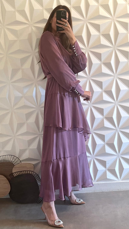 Vestido Isabel Con Volantes - Morado