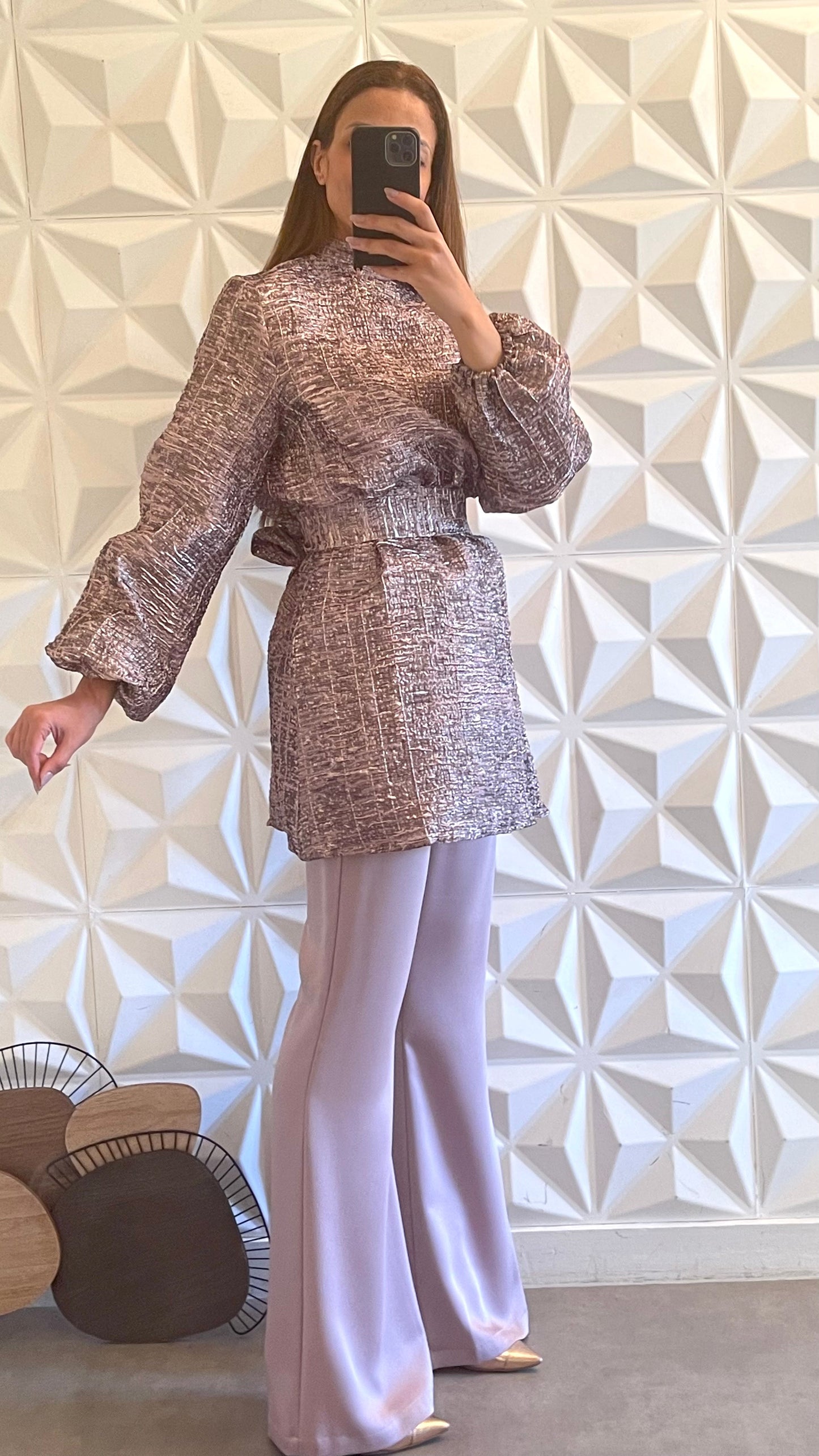 Brocade Tunic Set - Dusty Pink