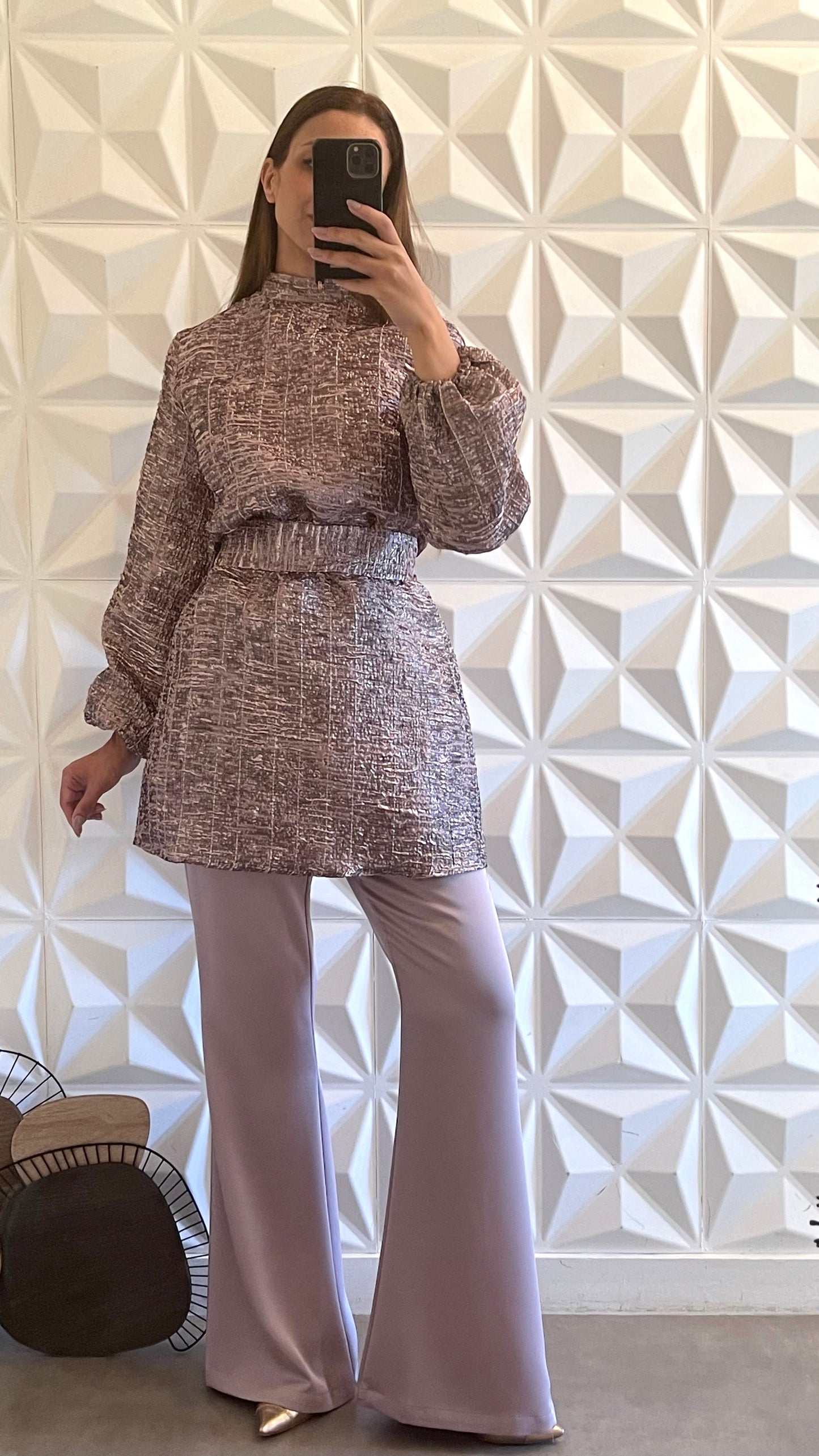 Brocade Tunic Set - Dusty Pink