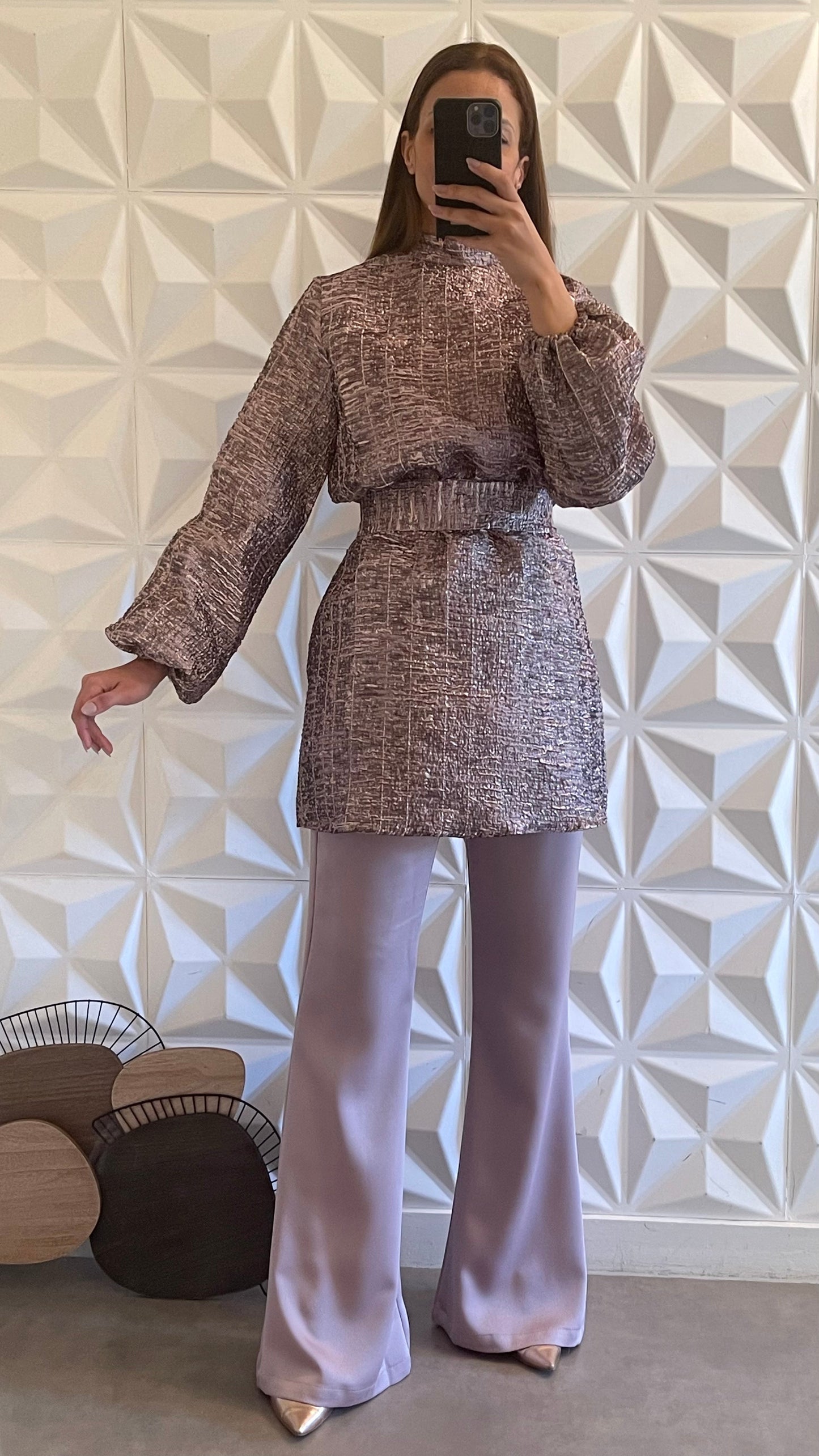 Brocade Tunic Set - Dusty Pink