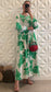 Robe boutonnée à volants et ornements en perles - Fleurs Vert