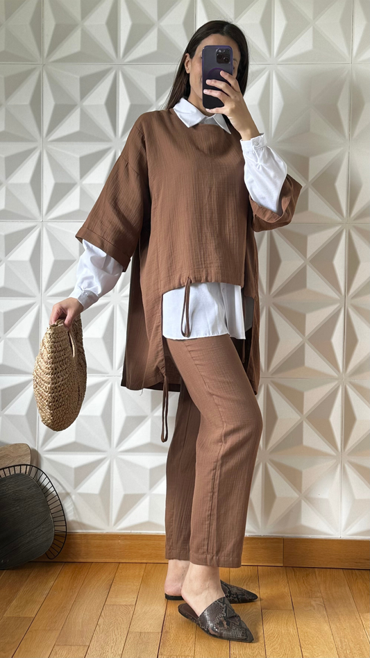 Ensemble Lin 3 Pièces - Marron